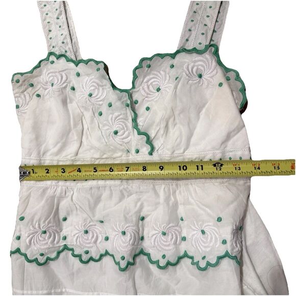 Anthropologie Lu Lu Lamé White Floral Embroidered Sleeveless Bloude Top Sz Large - Picture 4 of 7